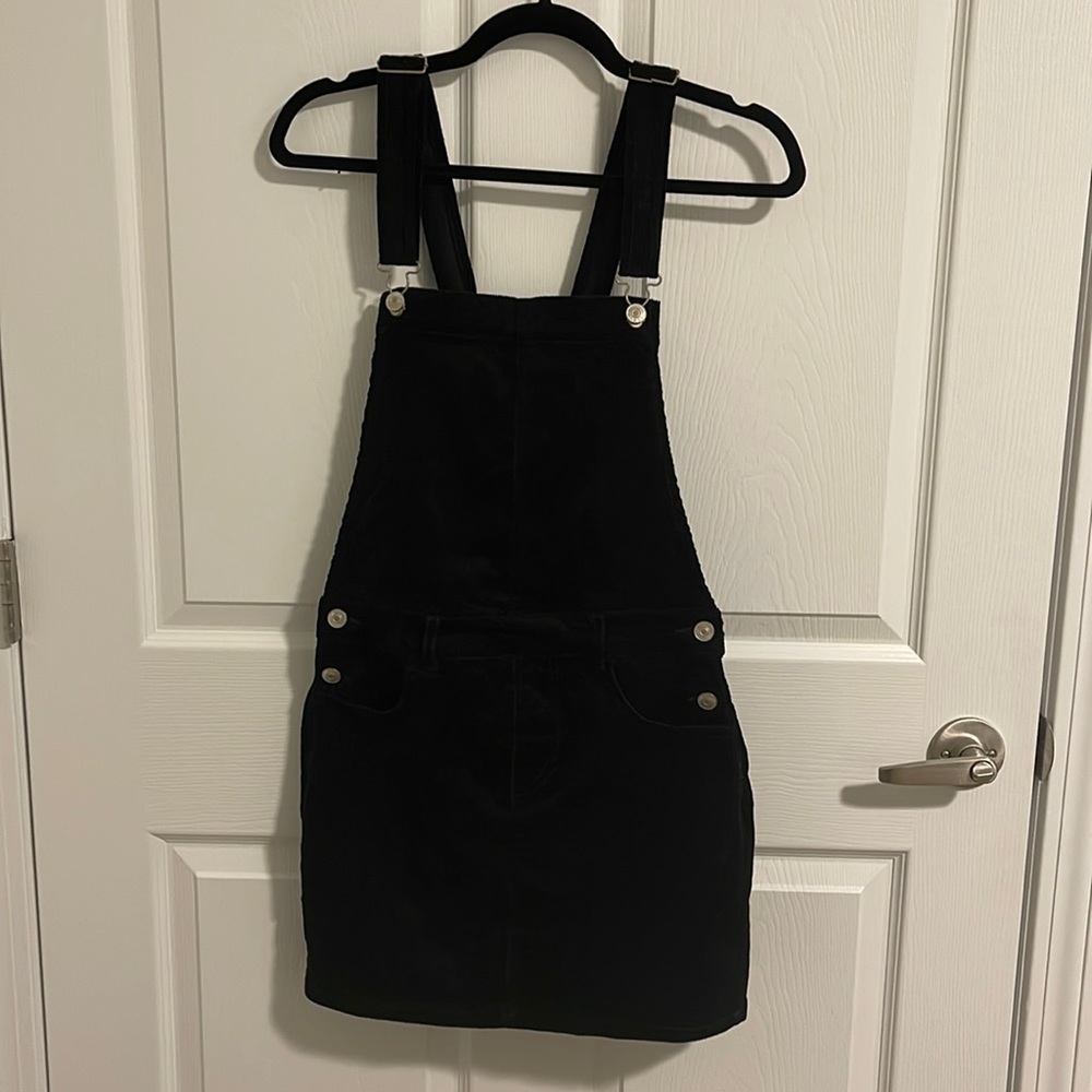 Black corduroy overall dress